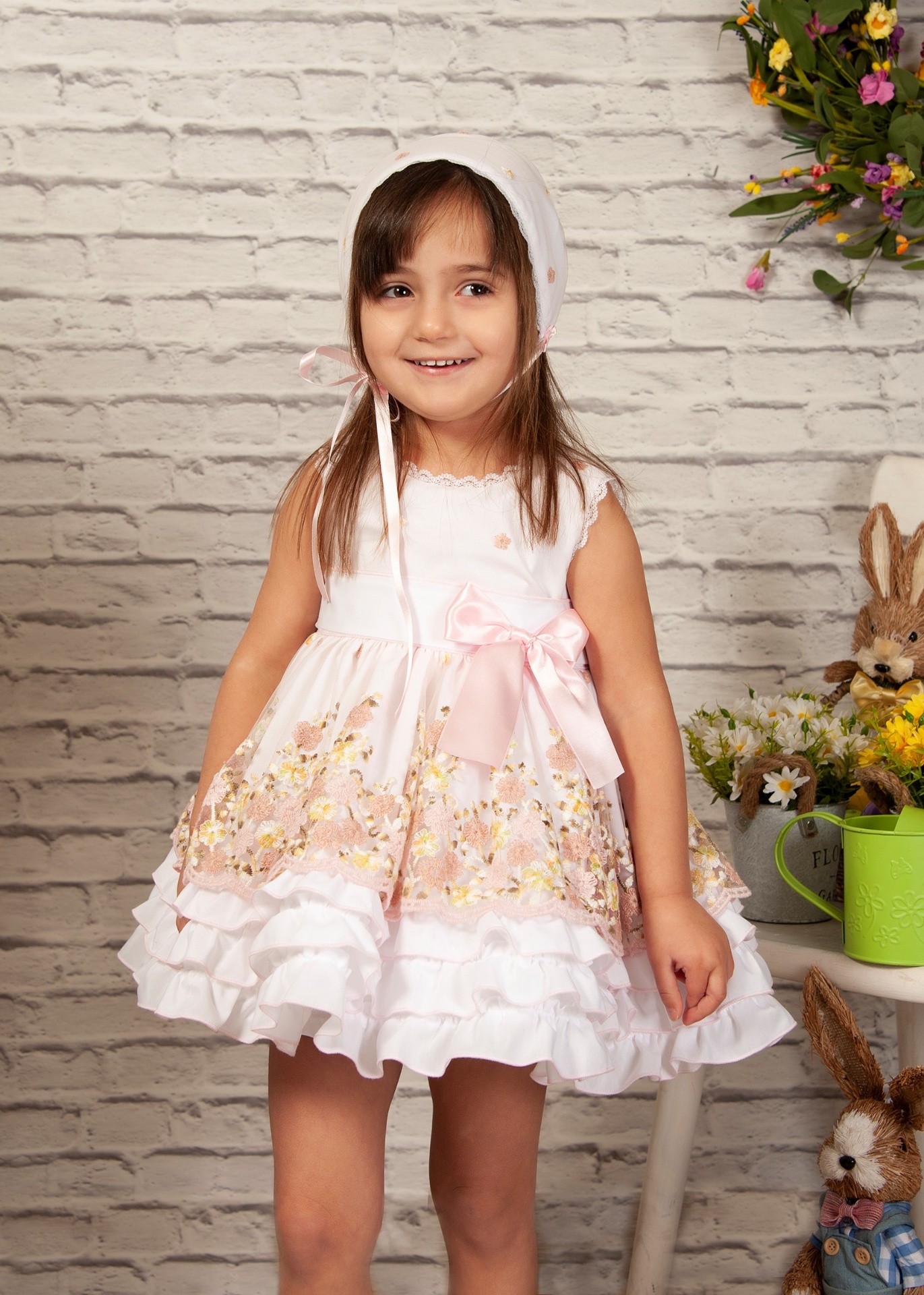 VE22-04 pink floral dress front portrait